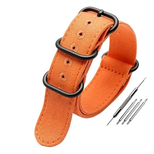 NBCNZCTSAS Verdicktes Canvas-Armband 20 mm 22 mm 24 mm 26 mm Robustes Nylon-Militärarmband Retro-Armband aus geflochtenem ballistischem Stoff Passend for Tudor(Orange-black buckle,26mm) von NBCNZCTSAS