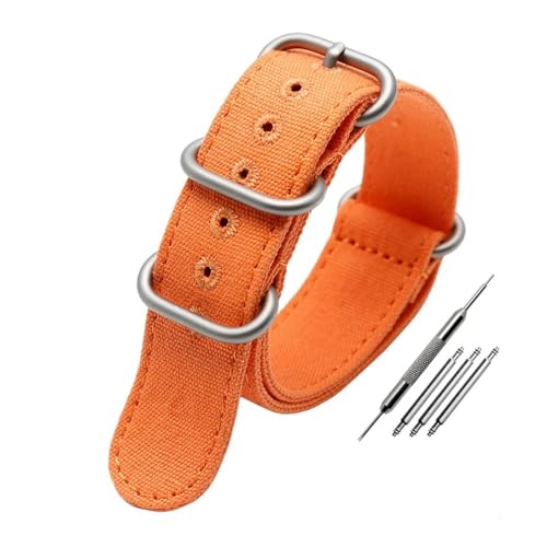NBCNZCTSAS Verdicktes Nylon-Canvas-Uhrenarmband, ausgestattet mit Sith-Fünf-Ring-schwarzer Schnalle, Stahl-Universalarmband, Ersatzband, passend for Omega-Naht(Orange sk,26mm) von NBCNZCTSAS