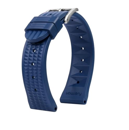 NBCNZCTSAS Waffelarmband passend for Seiko PROSPEX SKX007 Water Ghost 20mm 22mm Abalone Small MM Silikon Herren Diver Sport Gummi Uhrenarmband(B Blue-silver,Width 22mm) von NBCNZCTSAS
