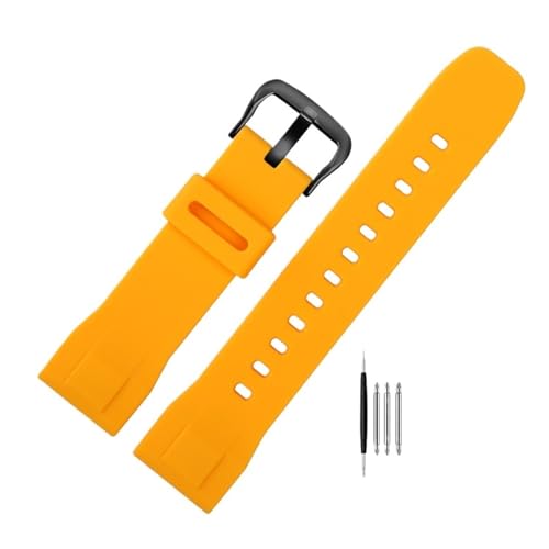 NBCNZCTSAS Wasserdichtes Ersatzarmband passend for Casio PRG-600YB, weiches Silikonarmband for PRG-650 PRW-6600, Sport-Gummiuhr, 24 mm(Orange BK) von NBCNZCTSAS