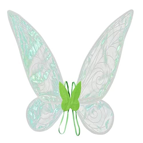 NBCX Frauen Mädchen Schmetterling Fee Flügel verkleiden, funkelnde Engel Prinzessin Flügel Halloween Kostüme Zubehör für Party (B Green, One Size) von NBCX