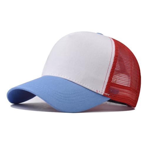 Herren-Baseballkappe, atmungsaktive Netzkappe, modischer Trend, klassische Baumwolle, Outdoor-Kappe, Uni-Baseballkappe, Geschenk für Männer und Frauen, Blaue und weiße Netzkappe, L von NBHDWF
