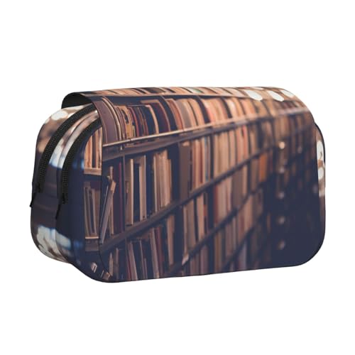 NBHDZENGW Bücherregal Bücher Flip Top Doppellagiges Federmäppchen - Große Kapazität Premium Polyester Stoff Volldruck Design Ideal für Schule Reisen von NBHDZENGW