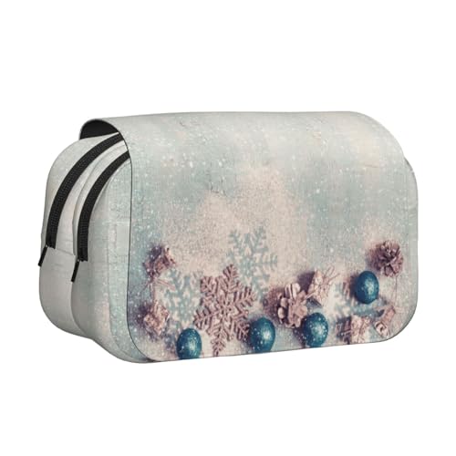 NBHDZENGW Doppelschichtiges Federmäppchen für Weihnachten, großes Fassungsvermögen, hochwertiges Polyestergewebe, vollständiges Druck-Design, ideal für Schule, Reisen von NBHDZENGW