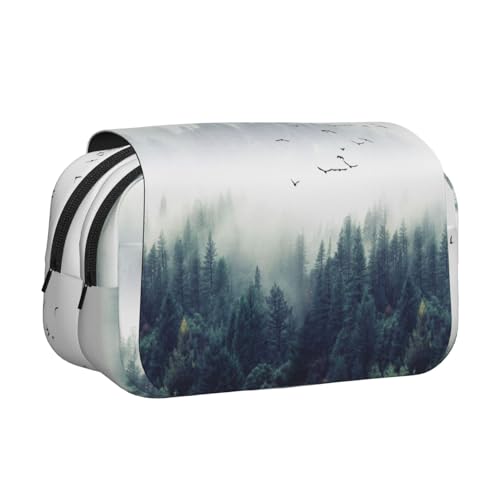 NBHDZENGW Doppelschichtiges Federmäppchen im Querformat, mit Klappdeckel, großes Fassungsvermögen, hochwertiges Polyestergewebe, vollständiges Druck-Design, ideal für Schule, Reisen von NBHDZENGW