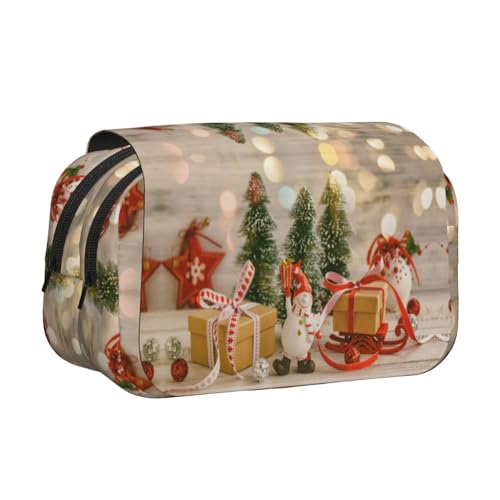 NBHDZENGW Doppelschichtiges Federmäppchen mit Weihnachtsdekoration, großes Fassungsvermögen, hochwertiges Polyestergewebe, vollständiges Druck-Design, ideal für Schule, Reisen NBHDZENGW Doppelschichtiges Federmäppchen mit Weihnachtsdekoration, großes Fassungsvermögen, hochwertiges Polyestergewebe, vollständiges Druck-Design, ideal für Schule, Reisen von NBHDZENGW