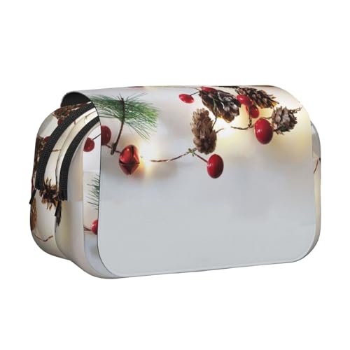 NBHDZENGW Doppelschichtiges Federmäppchen mit Weihnachtsdekoration, mit Lichtern, großes Fassungsvermögen, hochwertiges Polyestergewebe, vollflächiges Design, ideal für Schule, Reisen NBHDZENGW Doppelschichtiges Federmäppchen mit Weihnachtsdekoration, mit Lichtern, großes Fassungsvermögen, hochwertiges Polyestergewebe, vollflächiges Design, ideal für Schule, Reisen von NBHDZENGW