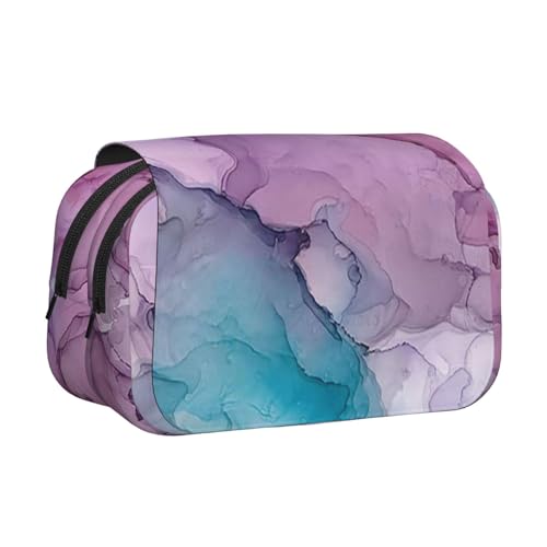 NBHDZENGW Doppelschichtiges Federmäppchen mit abstraktem Marmor, großes Fassungsvermögen, hochwertiges Polyestergewebe, vollständiges Druck-Design, ideal für Schule, Reisen von NBHDZENGW
