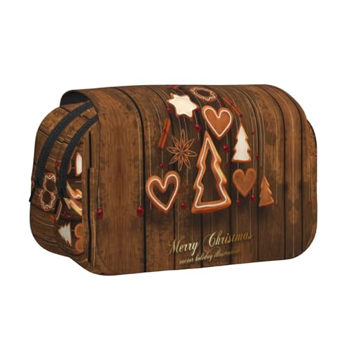 NBHDZENGW Doppelschichtiges Weihnachts-Federmäppchen mit Klappdeckel, großes Fassungsvermögen, hochwertiges Polyestergewebe, vollständiges Druck-Design, ideal für Schule, Reisen von NBHDZENGW