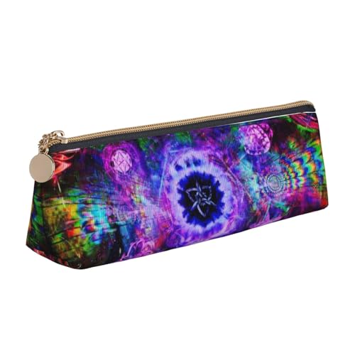 NBHDZENGW Farbenfrohes Federmäppchen aus Leder mit glattem Reißverschluss, stilvolle langlebige Tasche für Schule, Büro, Reisen, leicht, Volldruck-Schreibwarenhalter von NBHDZENGW