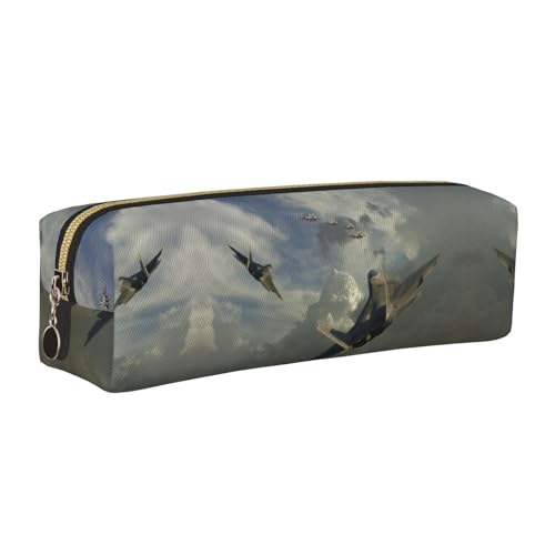 NBHDZENGW Federmäppchen aus Flugzeugleder mit glattem Reißverschluss, stilvolle, langlebige Reißverschlusstasche für Schule, Büro, Reisen, leicht, Volldruck-Schreibwarenhalter, gold, Einheitsgröße von NBHDZENGW