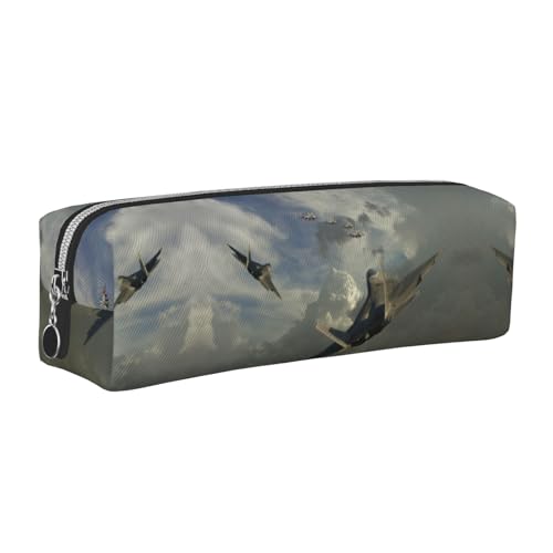 NBHDZENGW Federmäppchen aus Flugzeugleder mit glattem Reißverschluss, stilvolle, langlebige Reißverschlusstasche für Schule, Büro, Reisen, leicht, Volldruck-Schreibwarenhalter, silber, Einheitsgröße von NBHDZENGW