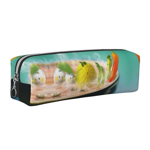 NBHDZENGW Federmäppchen aus Fruchtleder mit glattem Reißverschluss, stilvolle, langlebige Reißverschlusstasche für Schule, Büro, Reisen, leicht, Volldruck-Schreibwarenhalter, silber, Einheitsgröße von NBHDZENGW