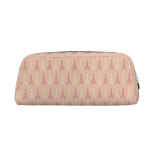 NBHDZENGW Federmäppchen aus Leder mit Eiffelturm-Muster, niedliches Leder-Federmäppchen mit glattem Reißverschluss, stilvolle langlebige Tasche für Schule, Büro, Reisen, leicht von NBHDZENGW