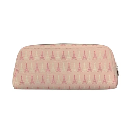 NBHDZENGW Federmäppchen aus Leder mit Eiffelturm-Muster, niedliches Leder-Federmäppchen mit glattem Reißverschluss, stilvolle langlebige Tasche für Schule, Büro, Reisen, leicht von NBHDZENGW