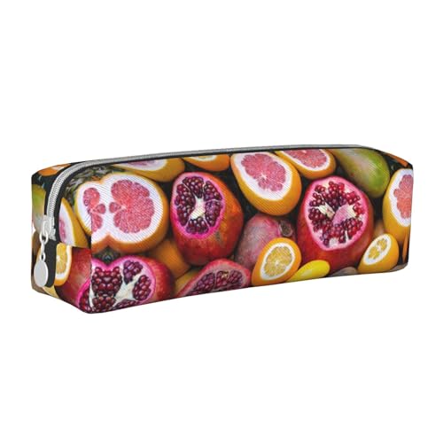 NBHDZENGW Federmäppchen aus Leder mit Obstbild, glatter Reißverschluss, stilvoll, langlebig, Reißverschlusstasche für Schule, Büro, Reisen, leicht, Volldruck, Schreibwarenhalter, weiß, Einheitsgröße von NBHDZENGW