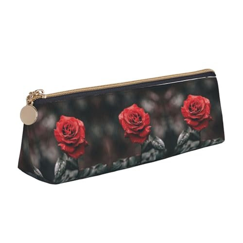 NBHDZENGW Federmäppchen aus Leder mit Rosenblüten und glattem Reißverschluss, stilvoll, langlebig, für Schule, Büro, Reisen, leicht, Volldruck, Schreibwarenhalter von NBHDZENGW