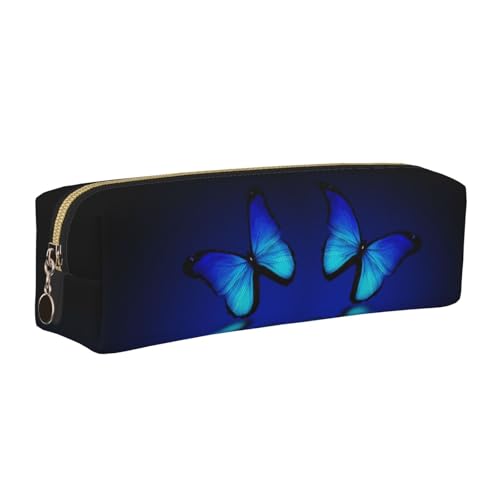 NBHDZENGW Federmäppchen aus Leder mit Schmetterlingsmotiv, mit glattem Reißverschluss, stilvoll, langlebig, für Schule, Büro, Reisen, leicht, Volldruck-Schreibwarenhalter, gold, Einheitsgröße von NBHDZENGW