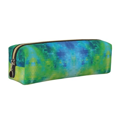 NBHDZENGW Federmäppchen aus Leder mit geometrischen abstrakten Dreiecken, glatter Reißverschluss, stilvoll, langlebig, Reißverschlusstasche für Schule, Büro, Reisen, leicht von NBHDZENGW