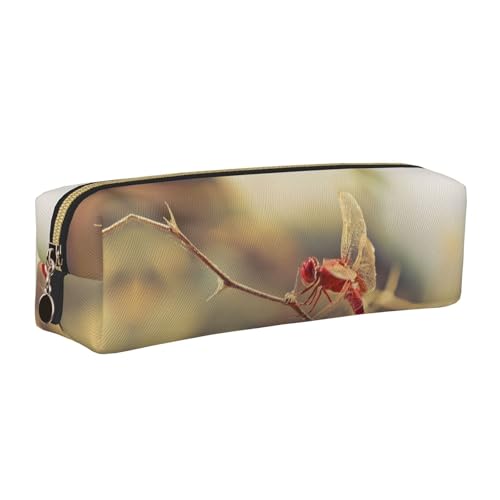 NBHDZENGW Federmäppchen aus Leder mit glattem Reißverschluss, stilvoll, langlebig, Reißverschlusstasche für Schule, Büro, Reisen, leicht, Volldruck, Rot, gold, Einheitsgröße, Taschen-Organizer von NBHDZENGW