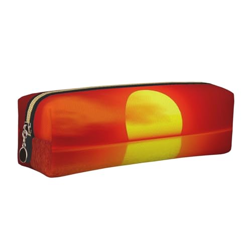 NBHDZENGW Federmäppchen aus Leder mit glattem Reißverschluss, stilvoll, langlebig, Reißverschlusstasche für Schule, Büro, Reisen, leicht, Volldruck, Rot, gold, Einheitsgröße, Taschen-Organizer von NBHDZENGW