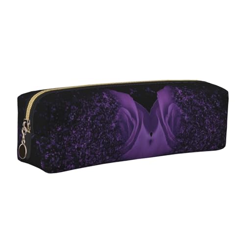 NBHDZENGW Federmäppchen aus Leder mit glattem Reißverschluss, stilvoll, langlebig, Reißverschlusstasche für Schule, Büro, Reisen, leicht, Volldruck, Violett, gold, Einheitsgröße, Taschen-Organizer von NBHDZENGW