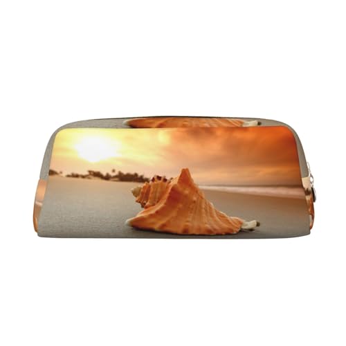 NBHDZENGW Federmäppchen aus Leder mit glattem Reißverschluss, stilvoll, langlebig, für Schule, Büro, Reisen, leicht, Volldruck, Schreibwarenhalter, gold, Einheitsgröße, Taschen-Organizer von NBHDZENGW