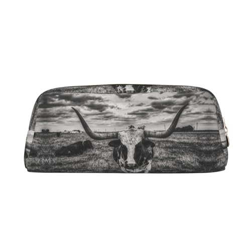 NBHDZENGW Federmäppchen aus Leder mit glattem Reißverschluss, stilvoll, langlebig, für Schule, Büro, Reisen, leicht, Volldruck, Schwarz und Weiß, gold, Einheitsgröße, Taschen-Organizer von NBHDZENGW