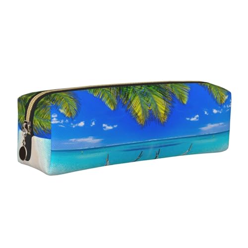 NBHDZENGW Federmäppchen aus Leder mit glattem Reißverschluss, stilvolle, langlebige Reißverschlusstasche für Schule, Büro, Reisen, leicht, Volldruck-Schreibwarenhalter, gold, Einheitsgröße von NBHDZENGW