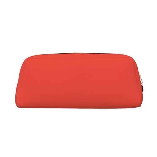 NBHDZENGW Federmäppchen aus Leder mit glattem Reißverschluss, stilvolle langlebige Tasche für Schule, Büro, Reisen, leicht, Volldruck, Korallenrot, gold, Einheitsgröße, Taschen-Organizer von NBHDZENGW