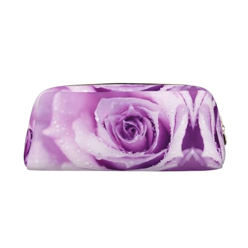 NBHDZENGW Federmäppchen aus Leder mit glattem Reißverschluss, stilvolle langlebige Tasche für Schule, Büro, Reisen, leicht, Volldruck, Violett, gold, Einheitsgröße, Taschen-Organizer von NBHDZENGW