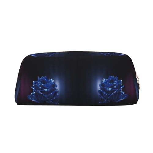 NBHDZENGW Federmäppchen aus Leder mit glattem Reißverschluss, stilvolle und langlebige Tasche für Schule, Büro, Reisen, leicht, Volldruck, Blau, gold, Einheitsgröße, Taschen-Organizer von NBHDZENGW