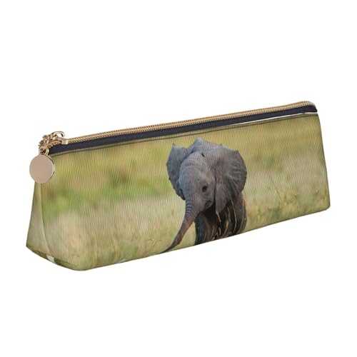 NBHDZENGW Federmäppchen aus Leder mit niedlichem Elefantenmotiv, mit glattem Reißverschluss, stilvoll, langlebig, für Schule, Büro, Reisen, leicht, Volldruck, Schreibwarenhalter von NBHDZENGW