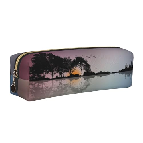 NBHDZENGW Federmäppchen aus Leder mit reflektierendem Gitarren-Motiv, mit glattem Reißverschluss, stilvoll, langlebig, Reißverschlusstasche für Schule, Büro, Reisen, leicht von NBHDZENGW