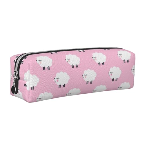 NBHDZENGW Federmäppchen aus Schafsleder, mit glattem Reißverschluss, stilvoll, langlebig, Reißverschlusstasche für Schule, Büro, Reisen, leicht, Volldruck, Schreibwarenhalter, Rosa, silber von NBHDZENGW