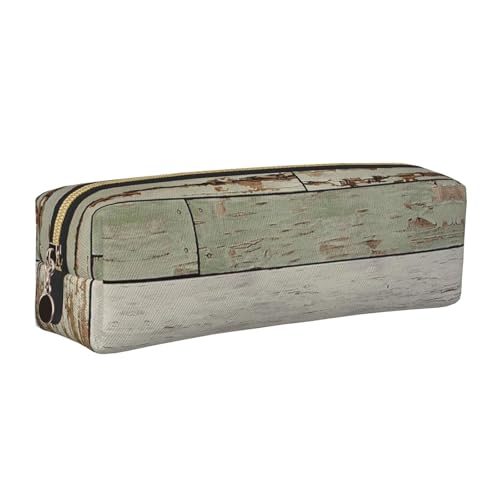 NBHDZENGW Federmäppchen aus altem Holz mit glattem Reißverschluss, stilvolle, langlebige Reißverschlusstasche für Schule, Büro, Reisen, leicht, Volldruck-Schreibwarenhalter, gold, Einheitsgröße von NBHDZENGW