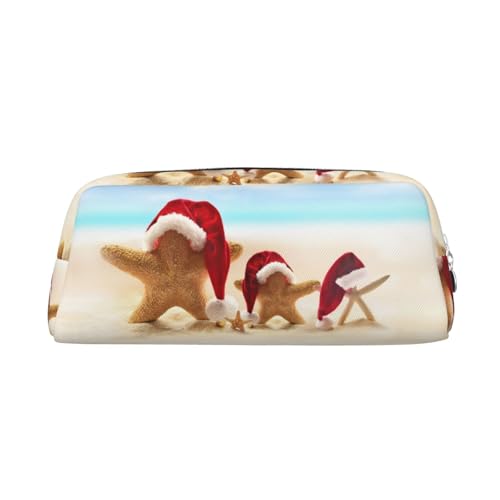 NBHDZENGW Federmäppchen mit Aufschrift "Merry Christmas Beach", niedliches Leder-Federmäppchen mit glattem Reißverschluss, stilvolle langlebige Tasche für Schule, Büro, Reisen, leicht NBHDZENGW Federmäppchen mit Aufschrift "Merry Christmas Beach", niedliches Leder-Federmäppchen mit glattem Reißverschluss, stilvolle langlebige Tasche für Schule, Büro, Reisen, leicht von NBHDZENGW