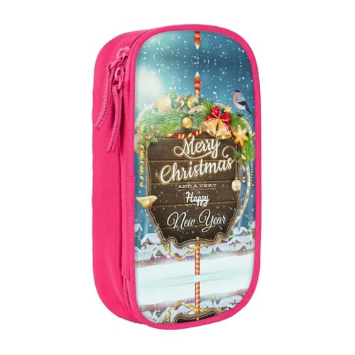 NBHDZENGW Federmäppchen mit Aufschrift "Merry Christmas Bird", großes Fassungsvermögen, doppellagig, bedruckt, strapazierfähiges Polyester, Organizer für Schule, Büro, Reisen, Kunstbedarf, Make-up NBHDZENGW Federmäppchen mit Aufschrift "Merry Christmas Bird", großes Fassungsvermögen, doppellagig, bedruckt, strapazierfähiges Polyester, Organizer für Schule, Büro, Reisen, Kunstbedarf, Make-up von NBHDZENGW