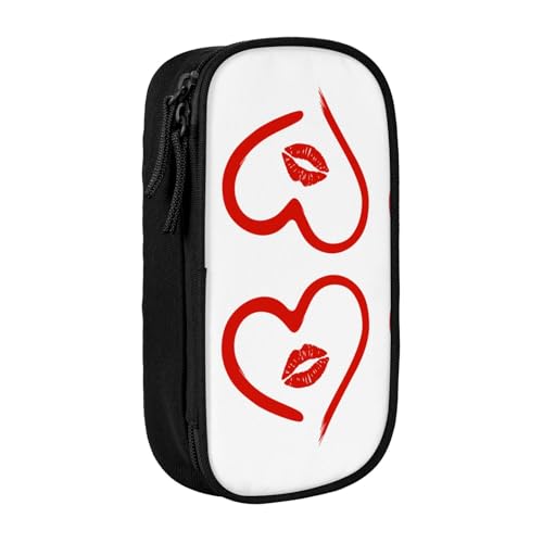 NBHDZENGW Federmäppchen mit Herzmotiv, großes Fassungsvermögen, doppellagig, individuell bedruckt, strapazierfähiges Polyester, Organizer für Schule, Büro, Reisen, Kunstbedarf, Make-up, Schwarz NBHDZENGW Federmäppchen mit Herzmotiv, großes Fassungsvermögen, doppellagig, individuell bedruckt, strapazierfähiges Polyester, Organizer für Schule, Büro, Reisen, Kunstbedarf, Make-up, Schwarz von NBHDZENGW