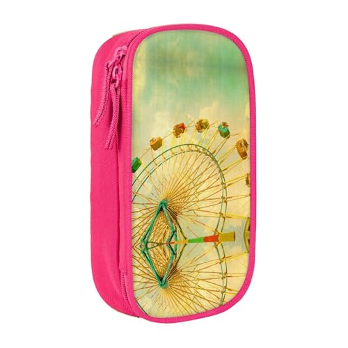 NBHDZENGW Federmäppchen mit Rädern, Ölgemälde, großes Fassungsvermögen, doppellagig, individuell bedruckt, strapazierfähiges Polyester, Organizer für Schule, Büro, Reisen, Kunstbedarf, Make-up, rose von NBHDZENGW