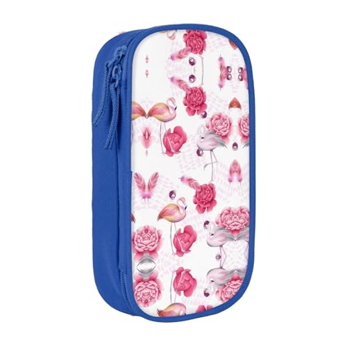 NBHDZENGW Federmäppchen mit großem Fassungsvermögen, doppellagig, bedruckt, strapazierfähiges Polyester, Organizer für Schule, Büro, Reisen, Kunstbedarf, Make-up, blau, Einheitsgröße von NBHDZENGW