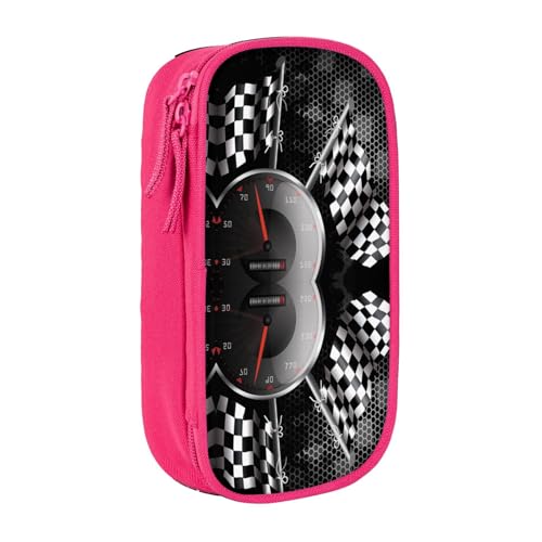 NBHDZENGW Federmäppchen mit karierter Flagge, großes Fassungsvermögen, doppellagig, individuell bedruckt, strapazierfähiges Polyester, Organizer für Schule, Büro, Reisen, Kunstbedarf, Make-up, rose von NBHDZENGW