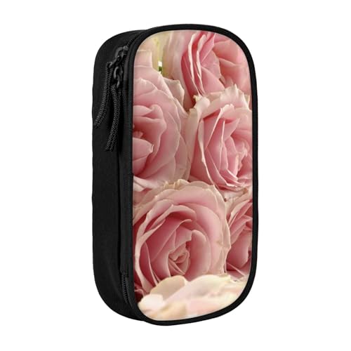 NBHDZENGW Federmäppchen mit rosa Rosen, großes Fassungsvermögen, doppellagig, individuell bedruckt, strapazierfähiges Polyester, Organizer für Schule, Büro, Reisen, Kunstbedarf, Make-up, Schwarz NBHDZENGW Federmäppchen mit rosa Rosen, großes Fassungsvermögen, doppellagig, individuell bedruckt, strapazierfähiges Polyester, Organizer für Schule, Büro, Reisen, Kunstbedarf, Make-up, Schwarz von NBHDZENGW