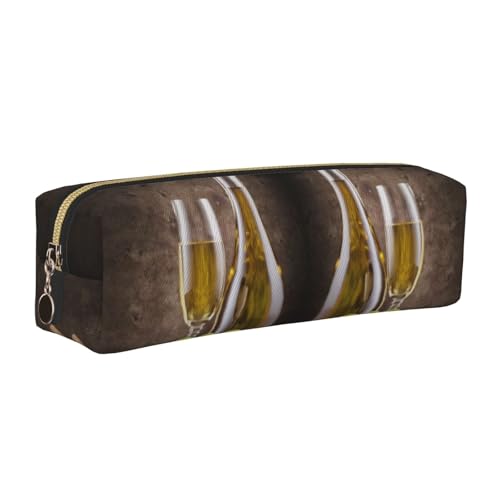 NBHDZENGW Leder-Federmäppchen mit glattem Reißverschluss, stilvolle, langlebige Reißverschlusstasche für Schule, Büro, Reisen, leicht, Volldruck-Schreibwarenhalter, gold, Einheitsgröße von NBHDZENGW