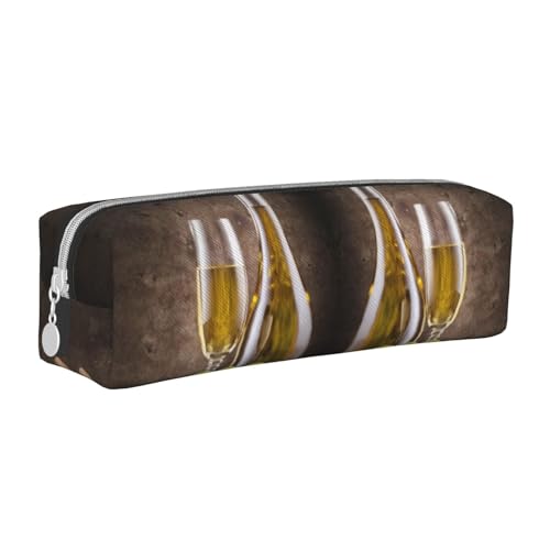 NBHDZENGW Leder-Federmäppchen mit glattem Reißverschluss, stilvolle, langlebige Reißverschlusstasche für Schule, Büro, Reisen, leicht, Volldruck-Schreibwarenhalter, weiß, Einheitsgröße von NBHDZENGW