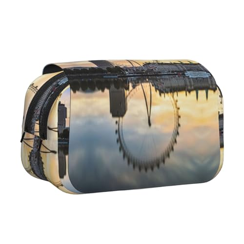 NBHDZENGW London Eye Doppelschichtiges Federmäppchen mit Klappdeckel, großes Fassungsvermögen, hochwertiges Polyestergewebe, Volldruck-Design, ideal für Schule, Reisen von NBHDZENGW