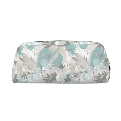 NBHDZENGW Niedliches Leder-Federmäppchen mit glattem Reißverschluss, stilvolle, langlebige Tasche für Schule, Büro, Reisen, leicht, Volldruck, Minzgrau, gold, Einheitsgröße, Taschen-Organizer von NBHDZENGW