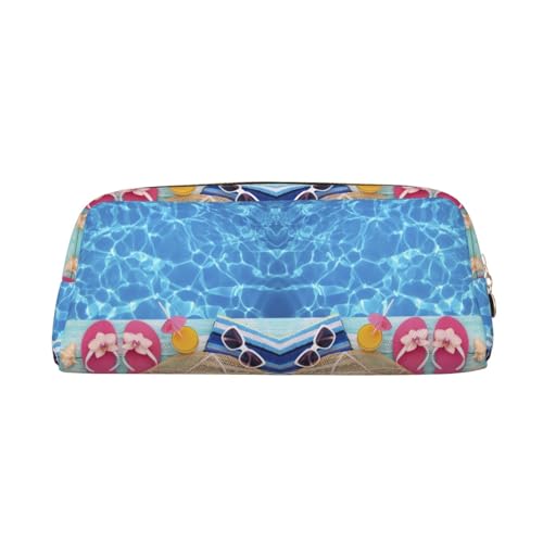 NBHDZENGW Niedliches Leder-Federmäppchen mit glattem Reißverschluss, stilvolle, langlebige Tasche für Schule, Büro, Reisen, leicht, Volldruck-Schreibwarenhalter, gold, Einheitsgröße, Taschen-Organizer von NBHDZENGW