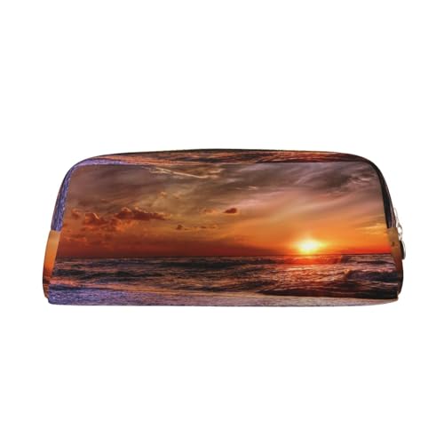 NBHDZENGW Niedliches Leder-Federmäppchen mit glattem Reißverschluss, stilvolle langlebige Tasche für Schule, Büro, Reisen, leicht, Volldruck-Schreibwarenhalter, gold, Einheitsgröße, Taschen-Organizer von NBHDZENGW