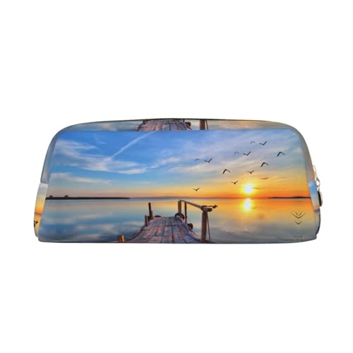 NBHDZENGW Niedliches Leder-Federmäppchen mit glattem Reißverschluss, stilvolle langlebige Tasche für Schule, Büro, Reisen, leicht, Volldruck-Schreibwarenhalter, gold, Einheitsgröße, Taschen-Organizer von NBHDZENGW